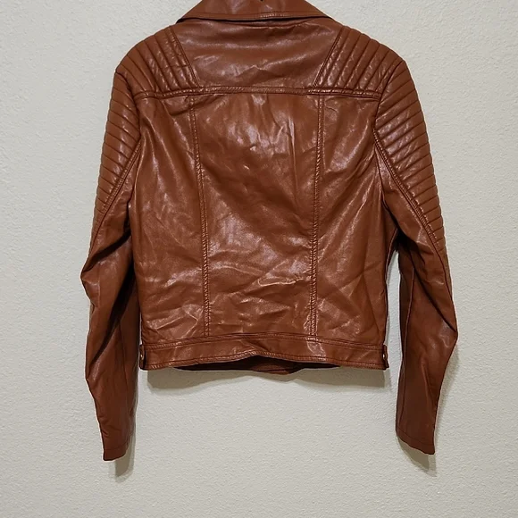 Love Tree Brown and Gold Leather Motorcycle Jacket - Picture 10 of 14
